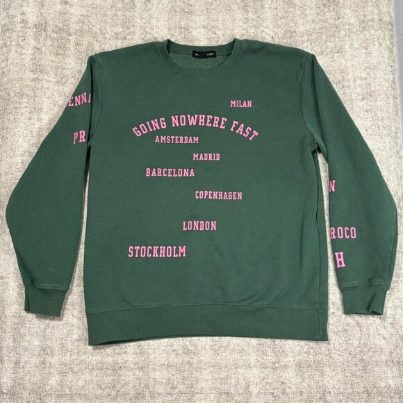 Green Pink Colorblock Crewneck Sweatshirt Streetwear Small - Picture 1 of 7